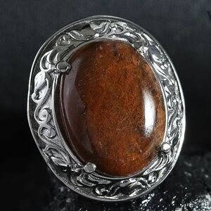 Aqua Nueva Moss 16.30 CTW Solitaire Ring in Stainless Steel